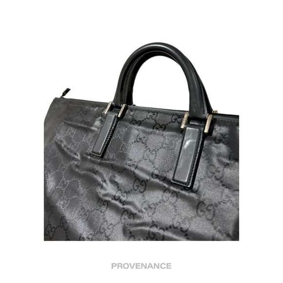 🔴 Gucci Large Travel Tote Bag  - Black GG Nylon Canvas - Picture 7 of 14